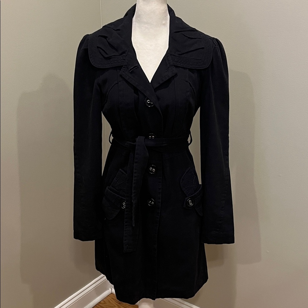Tulle Black Trench Coat with Belt